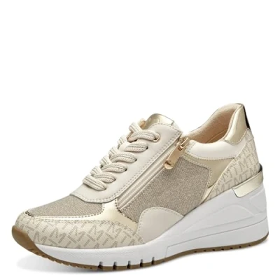 Abbildung von MARCO TOZZI Damen Wedge Sneaker Freizeit mit Keilabsatz, Beige (Cream Comb), 40 EU