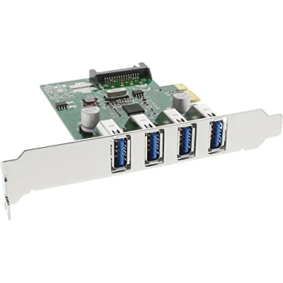 Abbildung von InLine 76661C Schnittstellenkarte, 4x USB 3.0, PCIe, inkl. Low Profile Slotblech, mit SATA Stromanschluss