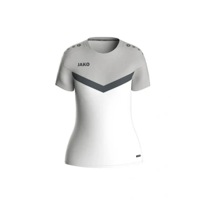 Abbildung von JAKO ICONIC T Shirt Weiß, Soft Grey, Anthra Light, Gr.38 Funktionsshirt Damen Kurzarm, Nachhaltiges Sport aus 100% recyceltem Polyester, Feuchtigkeitstransportierend und atmungsaktiv