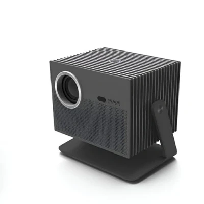 Abbildung von BladeCine Cube 600 Beamer mit 3D Sound, Glaspanel Technologie und integriertem Streaming, in grau