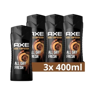 Abbildung von Axe 3 in 1 Duschgel &amp; Shampoo Dark Temptation XL für ganztägige Frische, unwiderstehlichen Duft und eine angenehme Dusche dermatologisch getestet 4x 400 ml
