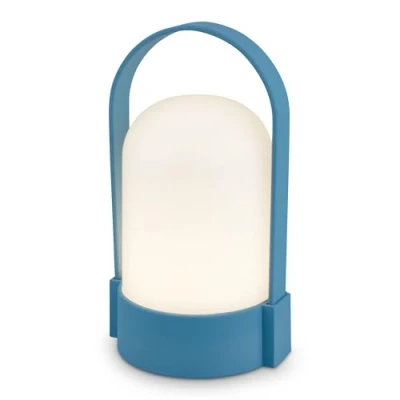Abbildung von BRILONER LED Tischlampe kabellos IP44 mit Touch, dimmbar in Stufen, Akku tauschbar, Nachttischlampe, Leselampe, Campinglampe, Tischleuchte, Lampe, Outdoor 9x8x15,5 cm, Blau