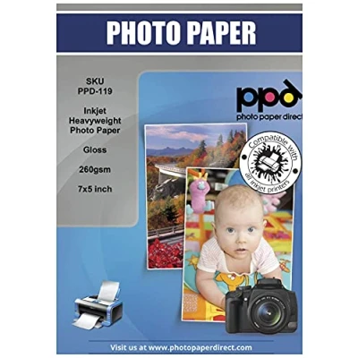 Abbildung von PPD 50 x 5x7&quot; Inkjet Fotopapier Premium Glänzend 260g Sofort Trocken und Wasserfest 119