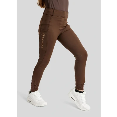 Abbildung von Montar Reitleggings Rosegold Logo Junior Full Grip Braun