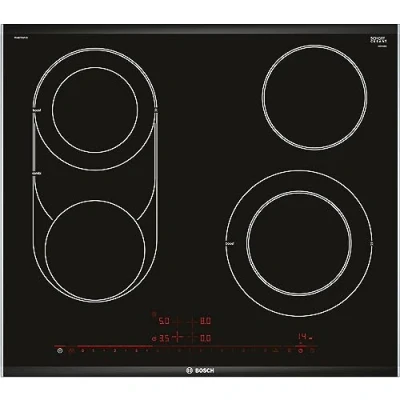 Abbildung von Bosch PKM675DP1D Serie 8 Glaskeramik Kochfeld (autark), 60 Breit, Made In Germany, CombiZone Kombination Zweier Kochzonen, PowerBoost Schnelleres Kochen, DirectSelect Premium Höchster Bedienkomfort