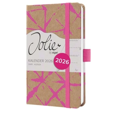 Abbildung von SIGEL J6800 Wochenkalender 2026 A6 neon pink, Hardcover aus Kraftpapier, Gummiband, Stiftschlaufe, 174 Seiten, vegan, Buchkalender, Terminplaner Kalenderbuch Jolie