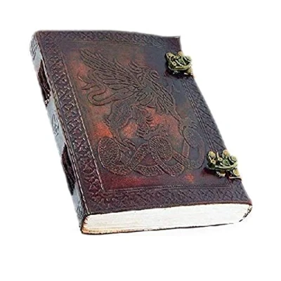 Abbildung von OVERDOSE Handgemachtes Leder Tagebuch Celtic Griffin Journal Dragon Diary mit Dual C Lock Reisetagebuch Schreib Organizer Planer notizbuch a5 Größe 6x8 Zoll 15x20cm