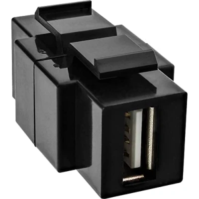 Abbildung von InLine 76201T USB 2.0 Keystone Snap In Einsatz, A Buchse / B Buchse, schwarzes Gehäuse