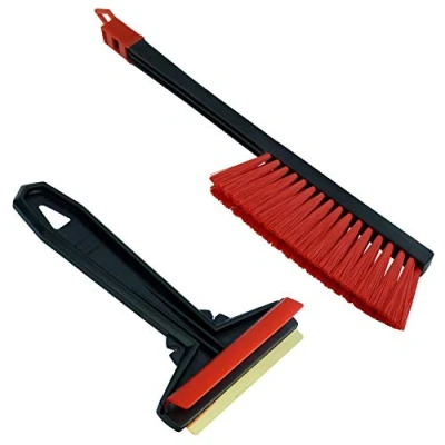Abbildung von Set Murska Eiskratzer Messing Scheibenkratzer Auto + Schneebesen Besen Winter Schneebürste Schneefeger Schnee Bürste Feger Finnland (Set L&amp;P A054 A059 Schwarz Rot)