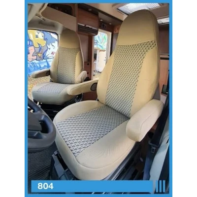 Abbildung von Maß Sitzbezüge Schonbezüge Pilotsitze Fahrer &amp; Beifahrer Set kompatibel mit Wohnmobil FIAT Ducato 804 Camelbeige