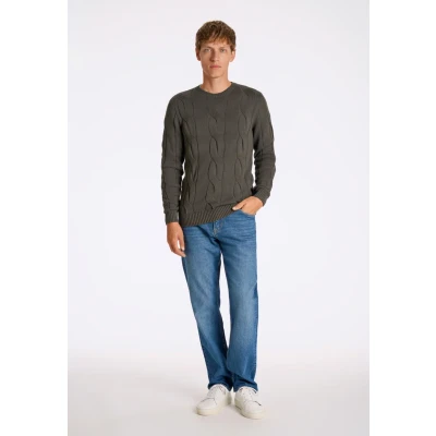 Abbildung von Lindbergh MEGA Cable Oneck Strickpullover, Herren, Größe: Large, Dk grey