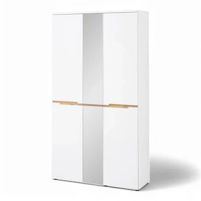 Abbildung von Memphis Garderobenschrank mit Spiegel in Weiß, Artisan Eiche Optik Flurgarderoben Schrank viel Stauraum 105 x 192 38 cm (B/H/T)