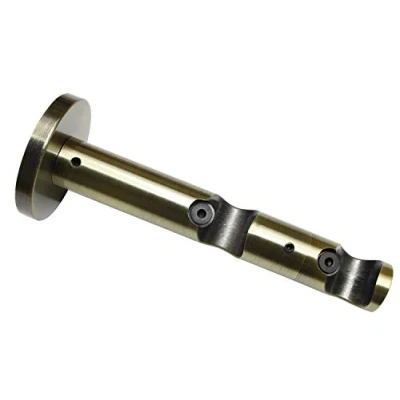 Abbildung von GARDINIA Doppel Kombiträger mit Metallmontageplatte für Gardinenstangen, 2 läufig, Offen, Alle Montage Teile inklusive, Serie Memphis, Ø 16 mm, Metall, Messing Antik