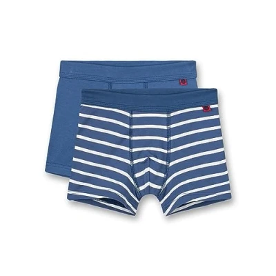 Abbildung von Sanetta Jungen Shorts (Doppelpack) Blau und Ringel Hochwertige nachhaltige Unterhose für aus Baumwolle. Inhalt: 2er Set Unterwäsche 092