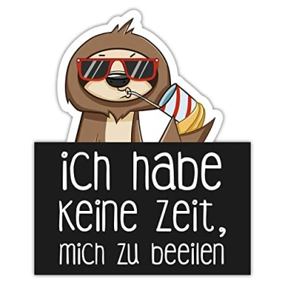 Abbildung von Faultier Auto Aufkleber Ich Habe Keine Zeit Mich zu beeilen I 15 x 14 cm für PKW Wohnwagen Anhänger Sticker lustig witzig wetterfest dv_733
