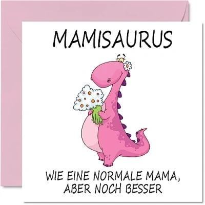 Abbildung von Stuff4 Lustige Muttertagskarten für Mama Mamasaurus Scherz Happy Birthday Karte von Tochter und Sohn, Mutter Geburtstagsgeschenke, 145 mm x große Muttertagsgrußkarten