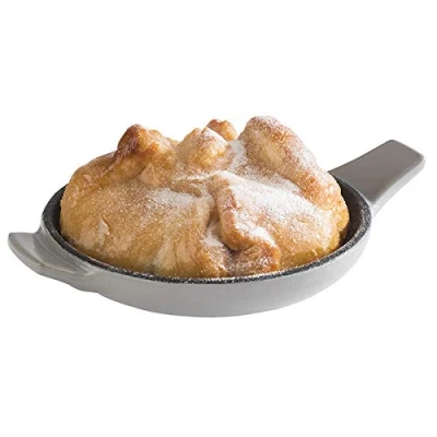 Abbildung von APS Servierpfännchen „Cast Iron“ Mini Gusseisen Pfanne emailliert, Ø 10 cm, Höhe: 2 stapelbar, Backofen geeignet, Schale, Grau
