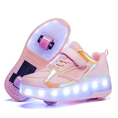 Abbildung von Junge Mädchen Schuhe Kinderschuhe mit Rollen LED Leuchtend Outdoor Sportschuhe Blinkschuhe Skateboardschuhe Sneaker Geschenk zum Geburtstag, Party, Weihnachten