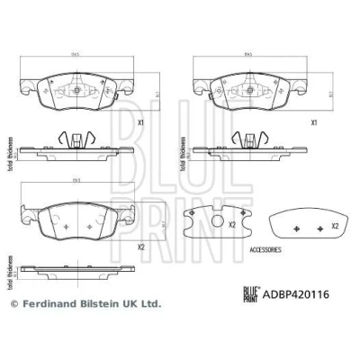 Abbildung von BLUE PRINT ADBP420116 Bremsbelagsatz Vorderachse mit akustischer Verschleißwarnung TOYOTA: Yaris IV