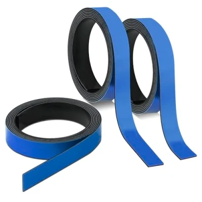 Abbildung von 3x Magnet Streifen Blau I ca. 1 cm x m Magnetband zum markieren einteilen auf Whiteboards Lager Regale Kalender Etiketten mag235