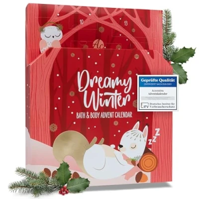 Abbildung von Accentra Pflege Adventskalender 2024 für Mädchen mit 24 Pflegeprodukten Beauty Bodylotion, Badebomben, Duschgel, Shampoo, Lip Balm, Handcreme Weihnachtskalender Grün Teenager