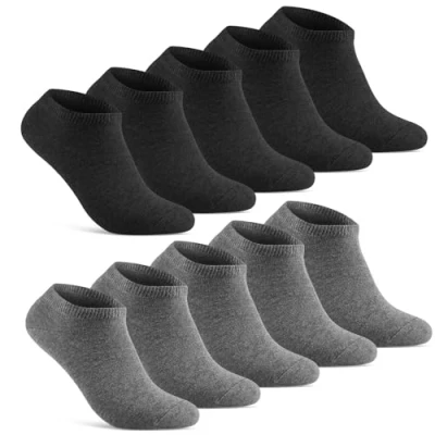 Abbildung von 10 Paar Sneaker Socken Herren Damen kurze Sneakersocken Baumwolle 70202T (Schwarz Grau 39 42)
