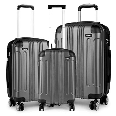 Abbildung von KONO Zwillingsrollen 3tlg. Kofferset Reisekoffer Koffer Trolleys Hartschale ABS Gepäckset in M L XL Set (Beige)