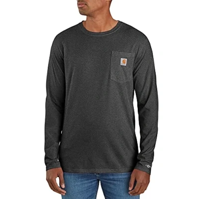 Abbildung von Carhartt Herren Force Relaxed Fit Midweight Long Sleeve Pocket Arbeits T Shirt, Carbon Heather Gr. S