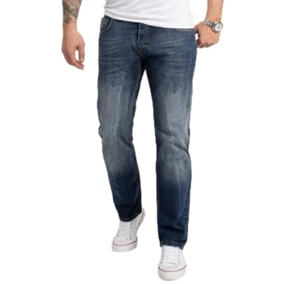 Abbildung von Rock Creek Herren Jeans Regular Fit Stretch Männerhose Herrenjeans Denim Hosen Herrenhose Straight Cut Stonewashed RC 2357 Blau W40 L30