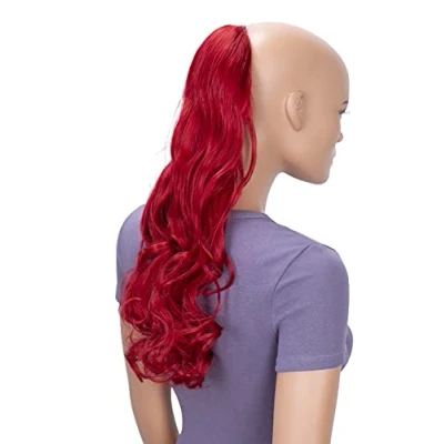 Abbildung von CAISHA 50cm Haarteil Ponytail Zopf Haarverlängerung Mit 2 Bändern Pferdeschwanz Lockig Rot HC22 1