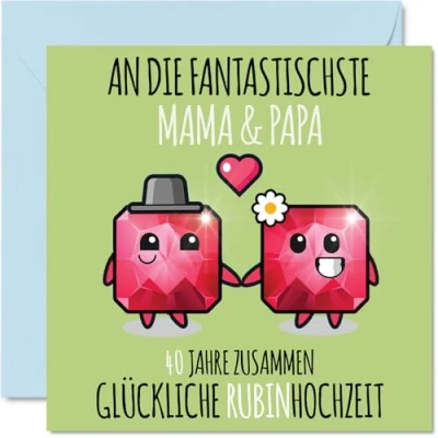 Abbildung von Stuff4 40. Hochzeitstag Karte Liebe 40 Jahre Zusammen Rubin Hochzeit Jahrestag Geschenke für Mama Papa vom Sohn Tochter, 145mm Glückwunschkarten