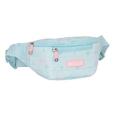 Abbildung von MOOS Bauchtasche mit Außentasche, ideal für Jugendliche und Kinder unterschiedlichen Alters, bequem vielseitig, Qualität Stärke, 23 x 9 12 cm, Türkis, Blau/Türkis, Estándar, Casual