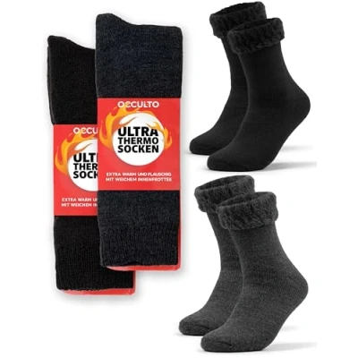 Abbildung von Occulto Damen &amp; Herren Ultra Thermosocken 2er Pack (Modell: Yuki) Schwarz Anthrazit 39 42