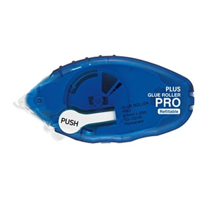 Abbildung von Plus Japan TG 1221 Kleberoller PRO mit Power Gear und Kantenschiene, nachfüllbar, 20 m x 8.4 mm