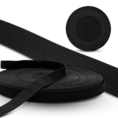Abbildung von DOJA Barcelona Elastisches Nahband 50m 30mm Schwarz Gummibander zum Nähen Dehnbares aus Polyester und Gummi Nahen Elastische Bänder Für Polster, Sofa, Kleidung...