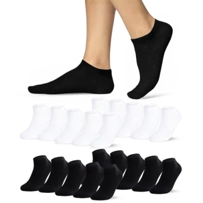 Abbildung von Sneaker Socken Damen 35 38 Schwarz Weiß 10 Paar Kurze Atmungsaktive Baumwolle