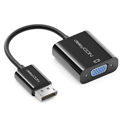 Abbildung von deleyCON DisplayPort auf VGA Adapter Konverter Stecker Buchse für PC Computer Notebook Monitor Beamer Schwarz