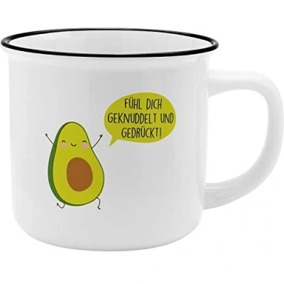 Abbildung von GRUSS &amp; CO Becher Motiv &quot;Avocado&quot; New Bone China Porzellan, Emaille Optik, 35 cl Geschenk, Sprüchetasse 46977