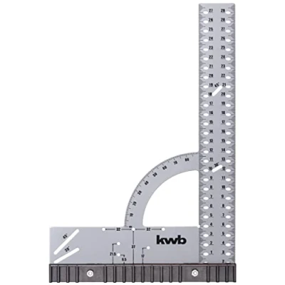 Abbildung von kwb Universalwinkel/Anschlagwinkel 300 mm für winkelgenaue Messungen, mit abnehmbarem Anschlag, fixe Winkelmarkierungen 30 und 45 div. Markierungspunkten