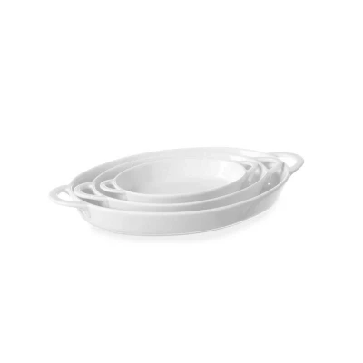 Abbildung von HENDI Ofenform 324x185x(h)38mm oval Porzellan weiß mikrowellengeeignet spülmaschinengeeignet