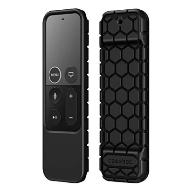 Abbildung von Fintie Fernbedienung Hülle für Apple TV 4K 5. und 4. Generation Siri Remote [Bienenstock Serie] Leichte rutschfeste Stoßfeste Silikon Schutzhülle Slim Case Cover, Schwarz