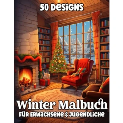 Abbildung von Winter Malbuch für Erwachsene: Schöne Winterszenen, Gemütliches Zuhause, Weihnachtliche Dekoration und Mehr zum Ausmalen