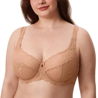 Abbildung von DELIMIRA Damen Minimizer BH Große Größen ohne Polster Vollschalen mit Spitze Kaum Buff 90C