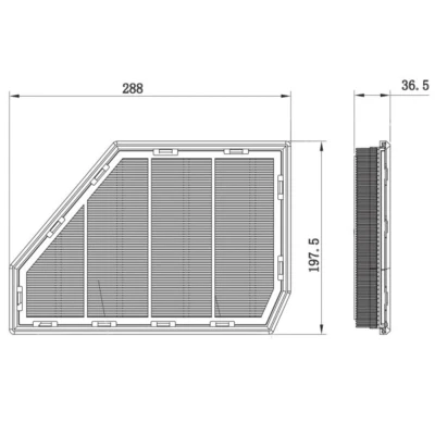 Abbildung von FEBI BILSTEIN 174687 Luftfilter 36,5 197,5 288 Filtereinsatz