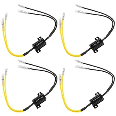 Abbildung von Kinstecks ​​4 STÜCKE 25W 10Ohm LED Lastwiderstände Blinker Adapter Flash Fix Fehler für Kennzeichenbeleuchtung DRL Gelb Schwarz