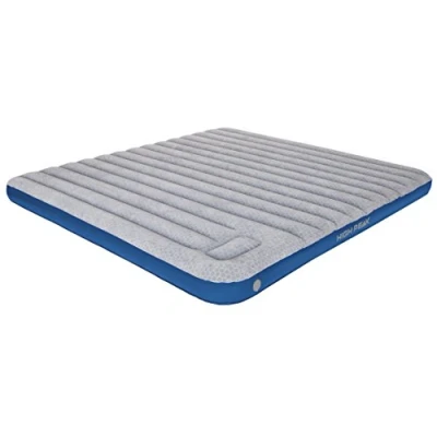 Abbildung von High Peak Unisex Cross Beam King extra long Luftbett, mit integrierte Fußpumpe und Anti Rutsch Funktion, atmungsaktiv, robust, Oberseite weich, für Indoor Outdoor, hellgrau/blau, XXL