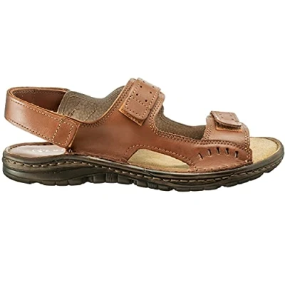 Abbildung von ESTRO Sandalen Herren Pantoletten Echtleder Sommerschuhe Schlappen mit Rutschfeste Gummisohle s2 (43 EU, Braun)