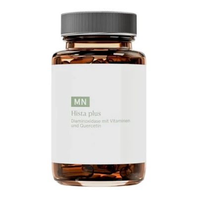Abbildung von Hista Plus Kapseln mit DAO Schnelle Hilfe bei Histaminintoleranz Tabletten Quercetin &amp; Vitamin C, B6 und Kupfer Apothekenqualität 60