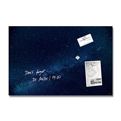 Abbildung von SIGEL GL283 Premium Glas Magnettafel 60 x 40 cm Motiv Sternenhimmel blau hochglänzend, TÜV geprüft, einfache Montage, Artverum