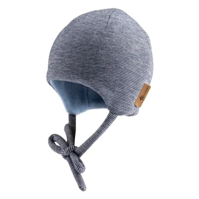 Abbildung von Sterntaler Beanie Mütze in Melange Optik mit dezentem Streifen Neugeborenenmütze angeschnittenen Ohrenklappen und Bindeband Unisex Babymütze, gefüttert Baummwollfleece Marine, 45